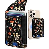 Shorogyt Compatible with Magsafe Wallet for Women - Phone Wallets for Magnetic Card Holder Mag Rfid Mushroom Flower for iPhone 17/16/15/14/13/12 Series Cute with Elastic and Flap Cover, Fit 7 Cards