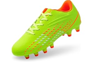 FEETHING Kids Soccer Cleats for Boys/Girls Youth Lightweight Football Shoes for Firm Ground Non-Slip Athletic Cleats for Little Big Kids