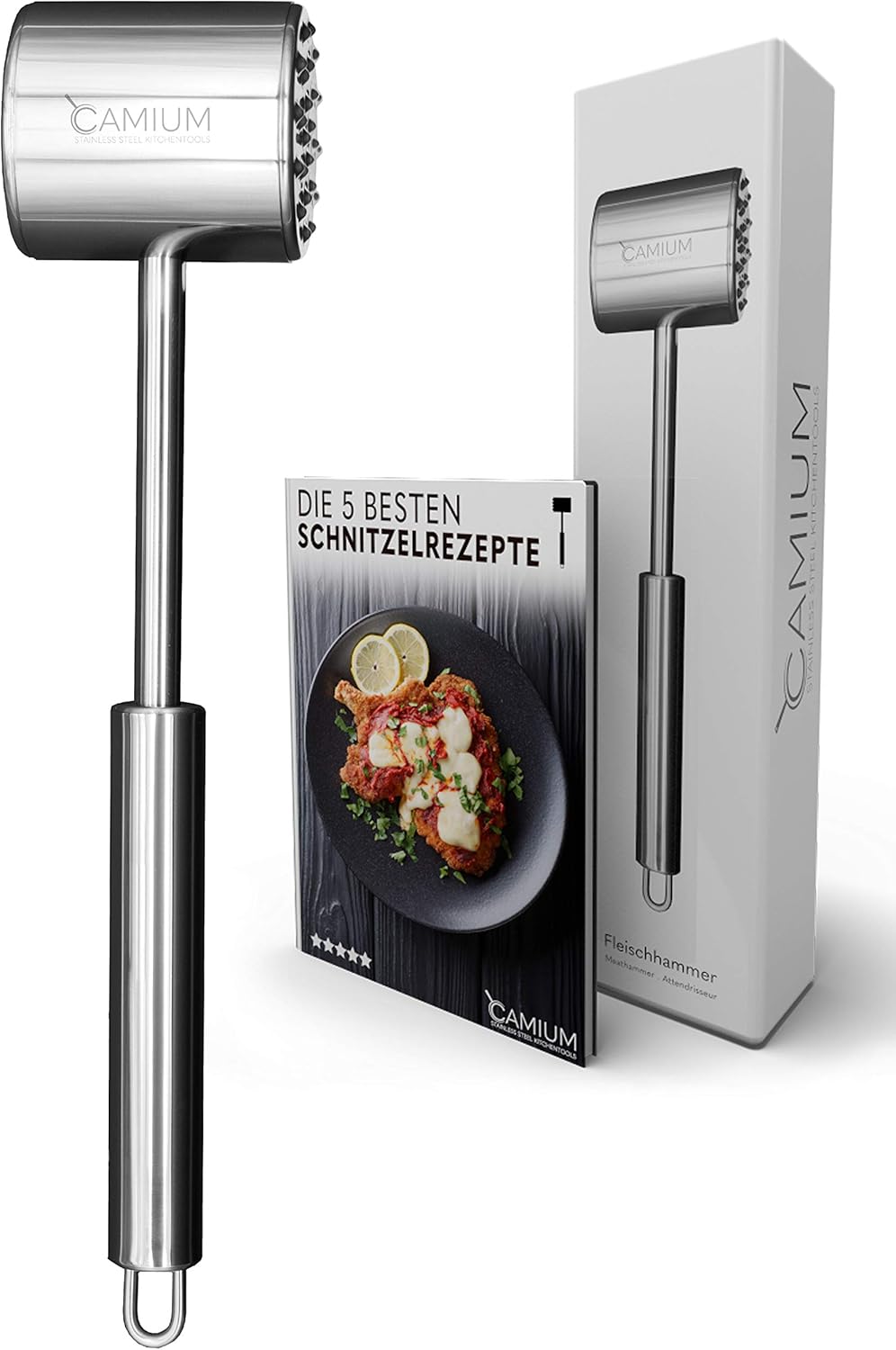 CAMIUM® Fleischklopfer [Spülmaschinenfest] - Schnitzelklopfer - [inkl. Gratis Ebook]