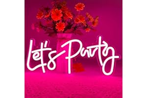 BERNICEKELLY Let's Party Neon Sign, LED Neon Lights for Bedroom Wall Decor, Art Decorative Lights for Bachelorette Party, Engagement Party, Birthday Party, Living Room, Gamer Room Decor Aesthetic (Pink)