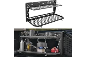 VEVOR Tailgate Table, for 2007-2024 Jeep Wrangler JK, 100 lbs, Carbon Steel Foldable Molle Panel Double-Layer Drop Down Table