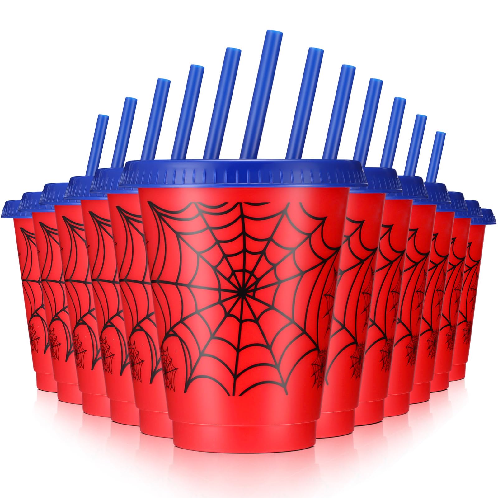 Photo 1 of 12 Pcs 16 oz Spider Cups Bulk, Spider Birthday Party Favors Cups with Lids and Straws, Plastic Cup for Birthday Party Decorations Celebration Birthdayy Partty Favor Supplies for Son Daughter Friends