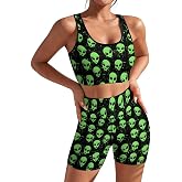 AuHomea Women's Seamless Workout Set 2 Piece Yoga Outfits Active Shorts Sexy Sports Bra for Women