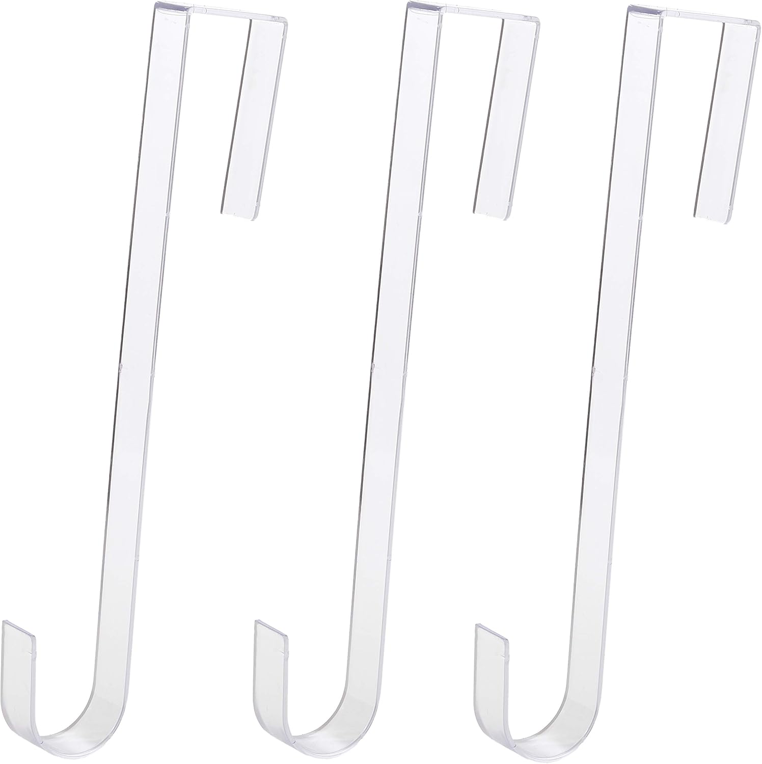 Wreath Hangers - Non-Scratch 100% Clear 12In Xmas Wreath Hanger 3Pk. Best Long Hooks for Indoor or Outdoor Holiday Home Decor. Slim Christmas Wreaths Holders Hang Fall Halloween Decorations Over Front or Storm Door.