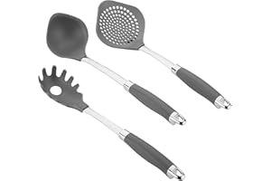 Anolon Gadgets Utensil Kitchen Pasta Cooking Tools Set, 3 Piece, Graphite Gray