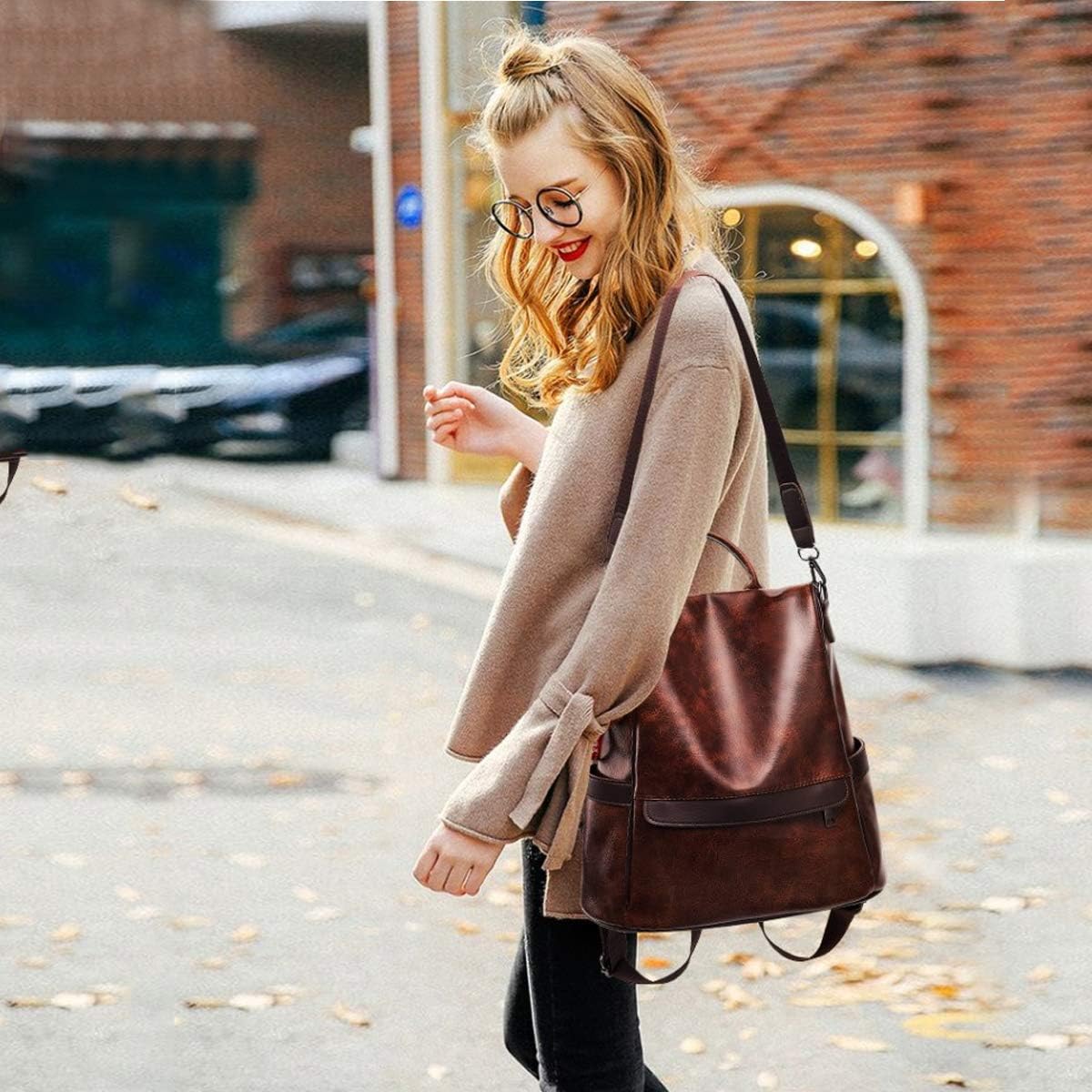 NICOLE & DORIS Backpack Women Fashion Backpack for Ladies Casual Rucksack Waterproof Anti-Theft Daypack Shoulder Bag Large Capacity Coffee - Image 3