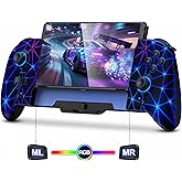 Spican Switch Controllers for Nintendo Switch/Switch OLED, Hall Effect Switch Wireless Pro Controller One-Piece Joypad, Full-Size Handheld Mode Gamepad with RGB Lights/Battery/Turbo/Macro/4 Game Slot