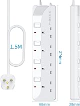 PIBEEX 4 Way Extension Lead 1.5M UK Plug 13A Fused Wall Mounted Power Strip view 7