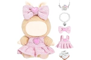 GYOTHRIG 5 Piece Cute Doll Clothes for Labubu 17 cm Dress Design Outfit Blind Mystery Box Accessories Mini La Boo-Boo Labooboo Blah Bu Bu BuLafufu Labibu Labubi Ropa Stuff Overalls Hoodie Pajamas