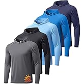 ZITY 5 Pack Mens UPF 50+ Hoodie Shirts Sun Protection Athletic Fast Dry Lightweight Rashguard for Fishing Hiking Workout