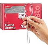 Gusto [100 Pack] Heavy Duty Disposable Clear Spoons - Basic Cutlery for Parties, Events, and Everyday Use - Formerly Comfy Pa