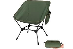 TOBTOS Ultralight Camping Chair, Portable Durable Folding Chair with Carry Bag and Side Pocket for Outdoor Camp, Travel, Beach, Picnic, Hiking, Backpacking (Green)