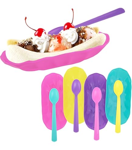 DELADOLA Kids Ice Cream Bowls With Spoons - 6 Pack Colorful Candy-Colored Plastic Dessert Bowls - View #9