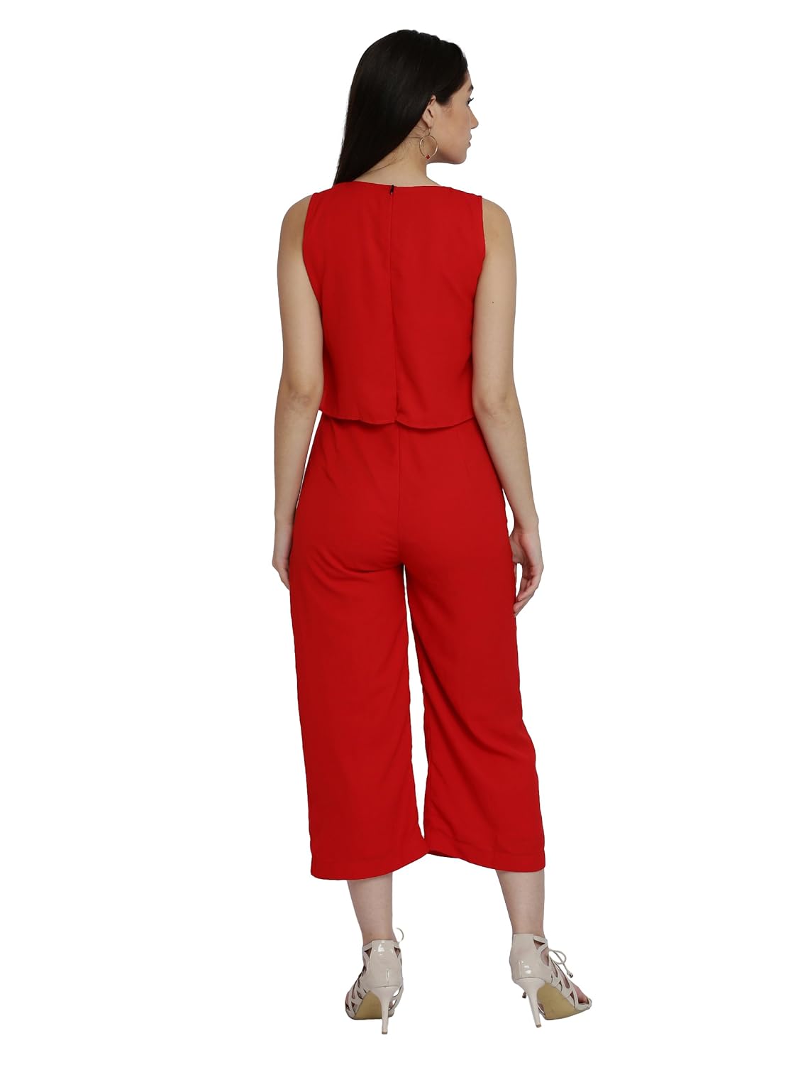 miss chase women's red layered midi jumpsuit