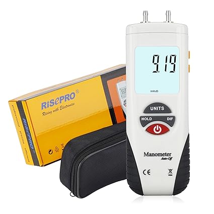 Manómetro digital de RISEPRO®, para medir la presión de aire, la presión diferencial