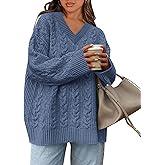 Okiwam Women's Oversized Sweaters Long Sleeve V Neck Cable Knit Pullover Tops Fall Outfits Spring Fashion Clothes 2026