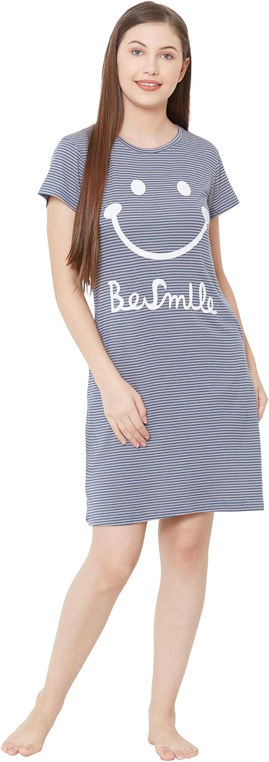 Buy Sweet Dreams Blue Printed Women Nightdress at Amazon.in