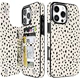 uCOLOR for iPhone 16 Pro Max Wallet Case with Card Holder PU Leather RFID Blocking Design iPhone 16 Pro Max flip case for Women Men Magnetic Clasp Kickstand Design 6.9 inch (Almond Latte Polka Dot)