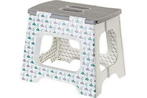 Vigar Compact Step Stool Foldable, Step Stools for Adults, 12-1/2-inch, Lightweight Stool, 330 lb Capacity, Non-Slip Folding Step Stool, Geometric Body
