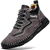 FLYLAND Mens Casual Leather Shoes Ankle Chukka Boots Handmade Retro British Walking Daily Work Office Sneakers Shoes for Male