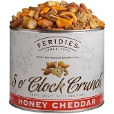 FERIDIES 5 O'clock Crunch Honey Cheddar Gourmet Snack Mix Includes Peanuts Crackers Pretzels Five Oclock Mix - 28 Oz Tin