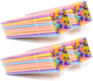 com-four® 400x Knickbare Trinkhalme, Strohhalme in verschiedenen bunten Farben