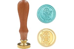 KRASTMON Medieval Traditional Initial Alphabet Wax Seal Stamp, Brass Head Wooden Handle Letter Stamps for Card/Envelope/Gift - (Letter C)