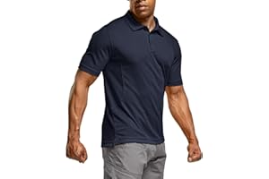 CQR Men's Polo Shirts, Tactical Short Sleeve Golf Performance Shirts, Lightweight Dry Fit UPF 50+ Pique