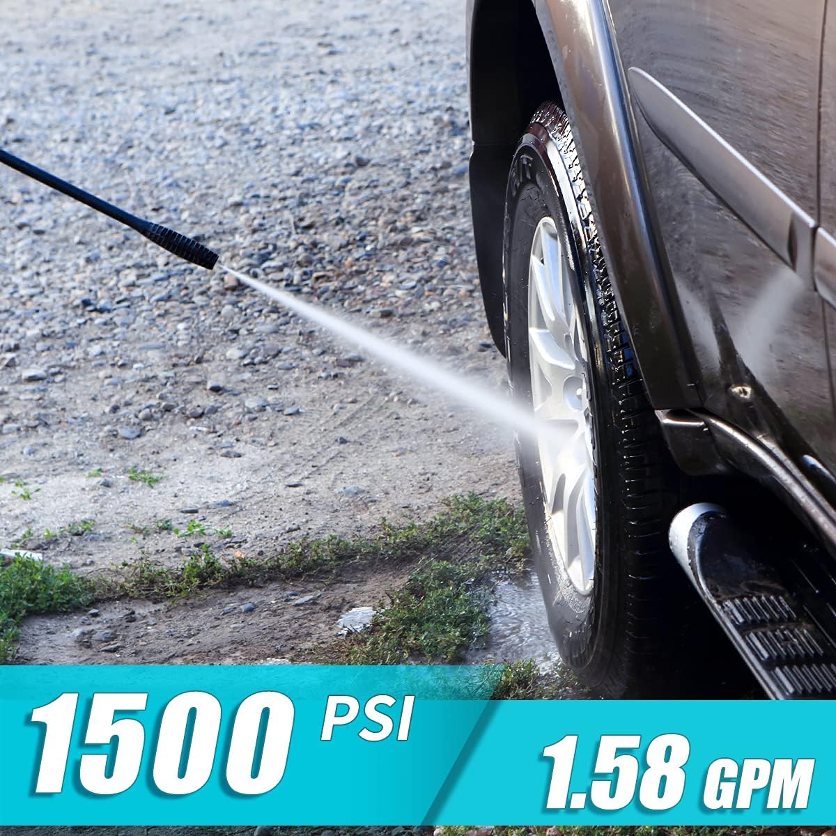 MELLCOM 1500PSI Pressure Washer 1.58GPM Electric Power Washer with Nozzle/ Spray Gun Wand high-Pressure Hose Leak-Proof Power Cord, Car Washer with Garden Connector Detergent Bottle : Garden & Outdoor