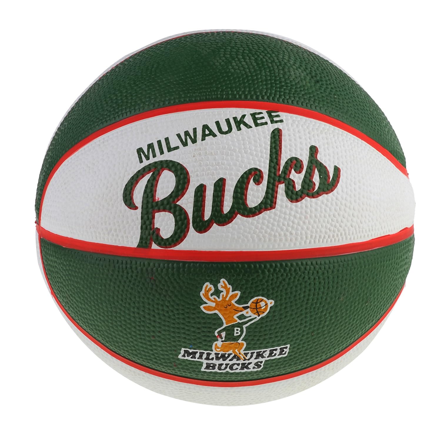Wilson Mini-Basketball, Team Retro Model, MILWAUKEE BUCKS, Outdoor, Rubber, Size: MINI โ image 1