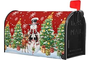 Anyako Christmas Snowman and Green Tree Mailbox Cover Snowflakes Red Mailbox Covers Magnetic Standard Size 21" X 18" Winter Xmas Mailbox Wrap Post Letter Box Cover Decor for Home Outdoor Yard Garden