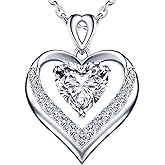 Beam & Bask 2-3 Ct Moissanite Double Heart Pendant Necklaces for Wife, 18K Gold Plated S925 Silver Jewelry for Women Girlfriend Mom Her on Anniversary Birthday
