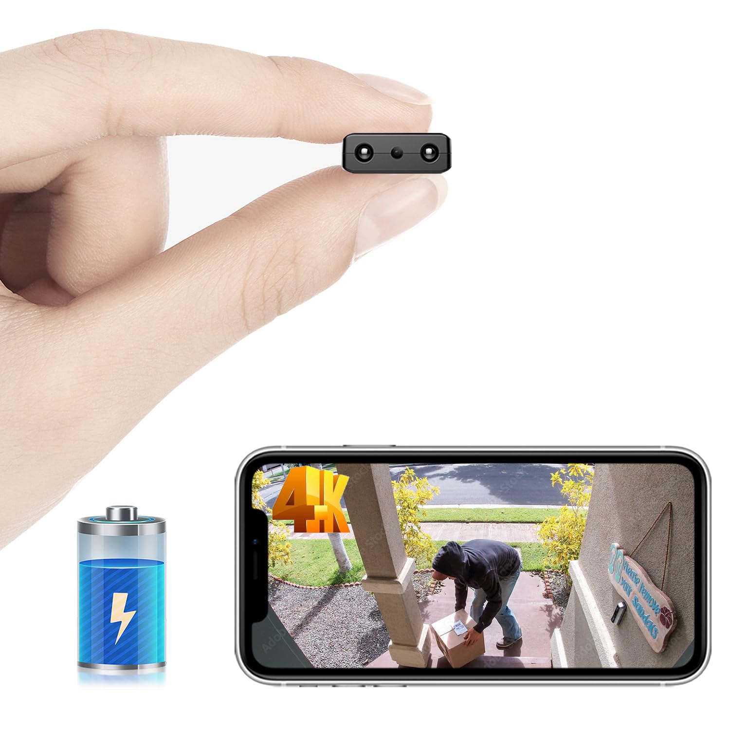 Photo 1 of ?Free 64G?Smallest Wireless WiFi Battery Camera,Spy Concealed Coin Size Cam,Portable HD4K Video Recording Live Feed for Baby Monitor,Night Vision,Motion Detection,Cloud Storage for Outdoor/Indoor