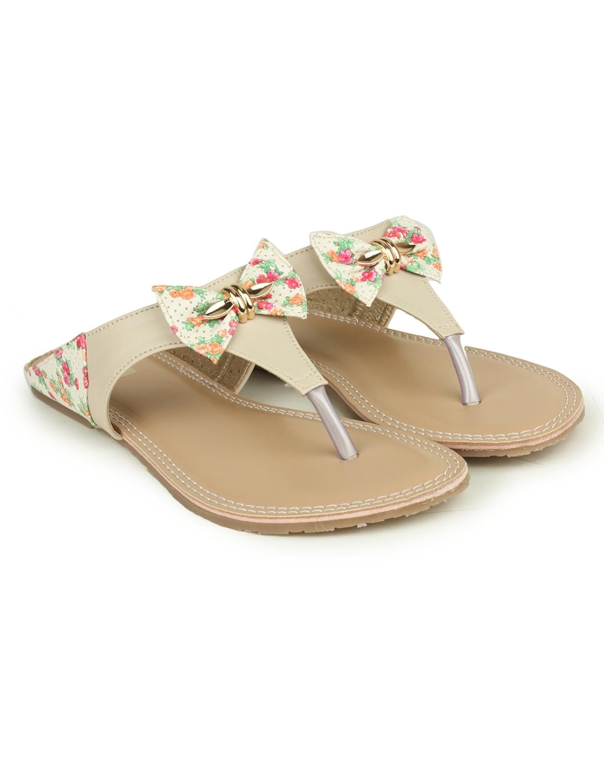 beautiful cream color synthetic material flats for womens from shezone::1305_cream