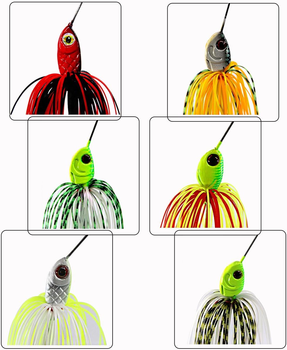 JSHANMEI Fishing Lures Spinnerbait, Hard Metal Spinner Bait Kit Jigs Lure for Bass Pike Trout Salmon Freshwater Saltwater Fishing : Sports & Outdoors