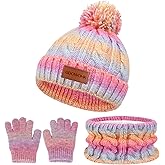 GDOWOHK Winter Hat Gloves Scarf Set, 5% Wool Warm Fleece Beanie, Knit Scarf, Touchscreen Gloves