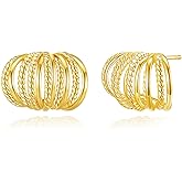 Hius Gold Plated Triple Huggie Stud Earrings, Trendy Claw Earrings for Women, Double Huggie Hoop Earrings for One Hole