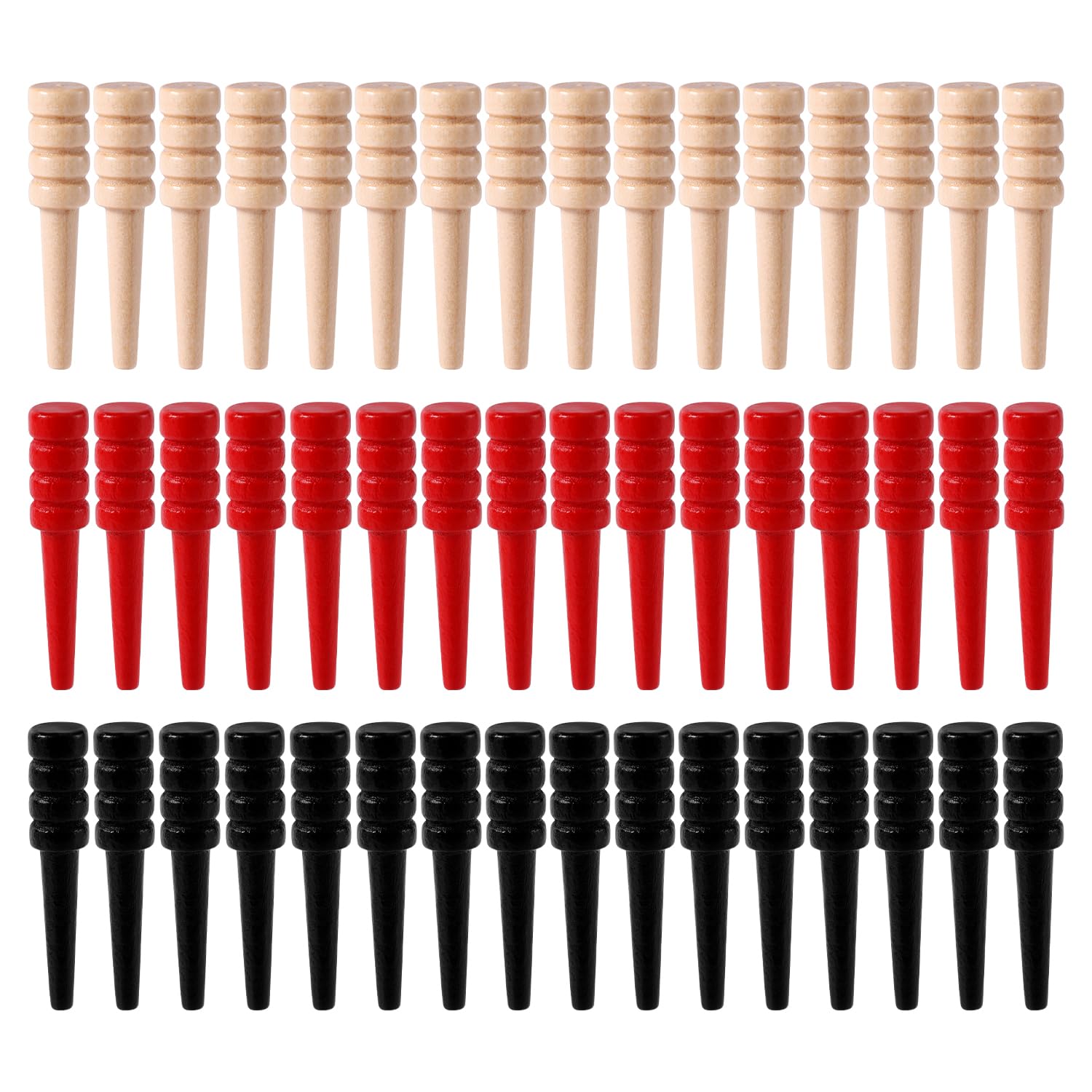 48pcs Cribbage Pegs, Wooden Cribbage Board Pegs Fit 1/8 Inch Holes Cribbage Accessories for Traditional Crib Pin Board Game (Red, Black, Wood)