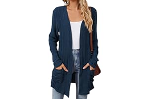 NUMALLER Cardigan Sweaters for Women Lightweight Open Front Thin Long Cardigans Fall Long Sleeve Knit Sweater with Pockets
