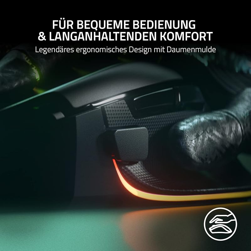 Basilisk V3 - Kabelgebundene, anpassbare Gaming Maus mit Chroma RGB für PC / Mac (10+1 programmierbare Tasten, neigbares HyperScroll Mausrad, ergonomisches Design) Schwarz