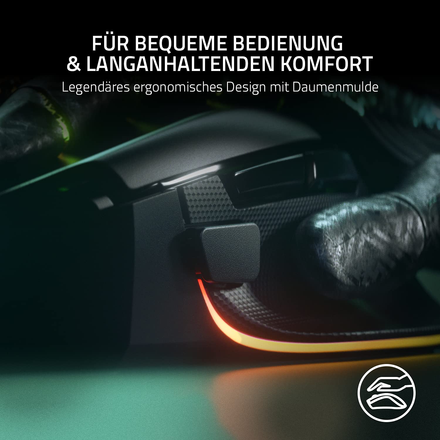 Razer Basilisk V3 - Kabelgebundene, anpassbare Gaming Maus mit Chroma RGB für PC / Mac (10+1 programmierbare Tasten, neigbares HyperScroll Mausrad, ergonomisches Design) Schwarz 5