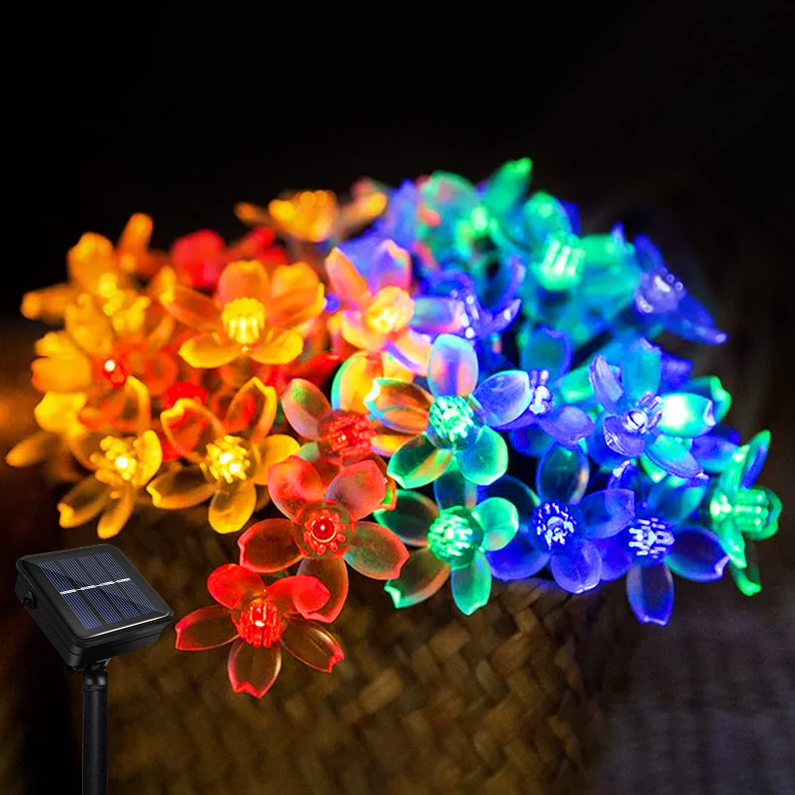 Micacorn Christmas Lights Solar String Light Garden Blossom Lights Solar Fairy 23ft 8 Modes 50 LEDs Waterproof Flower String for Outdoor Wedding Party Christmas Decorations