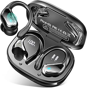 Bluetooth 5.4 Kopfhörer Sport, 75Std 2026 Kopfhörer Kabellos Bluetooth, Bass 3.0 HiFi-Stereo, IP-X8 Wasserdicht Wireless Headphone, 4 ENC Noise Cancelling Mic Earbud, USB-C in-ear Ohrhörer Joggen Gym