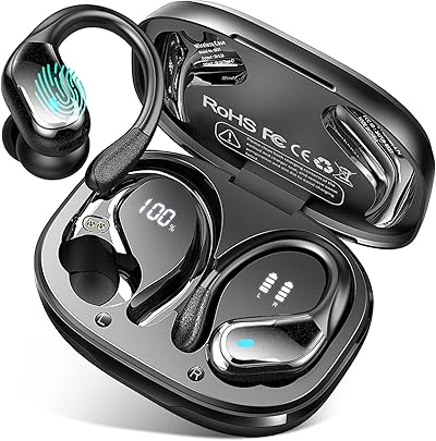 Bluetooth 5.4 Kopfhörer Sport, 75Std 2026 Kopfhörer Kabellos Bluetooth, Bass 3.0 HiFi-Stereo, IP-X8 Wasserdicht Wireless Headphone, 4 ENC Noise Cancelling Mic Earbud, USB-C in-ear Ohrhörer Joggen Gym