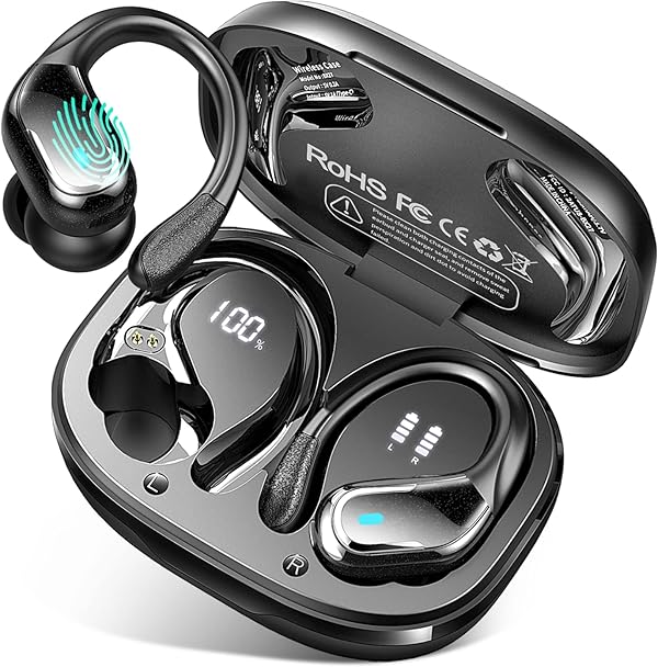 Bluetooth 5.4 Kopfhörer Sport, 75Std 2026 Kopfhörer Kabellos Bluetooth, Bass 3.0 HiFi-Stereo, IP-X8 Wasserdicht Wireless Headphone, 4 ENC Noise Cancelling Mic Earbud, USB-C in-ear Ohrhörer Joggen Gym