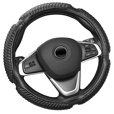 Steering Wheel Cover, Soft Breathable Seam Microfiber Leather Odorless and Anti Slip Cover Universal 15 inch