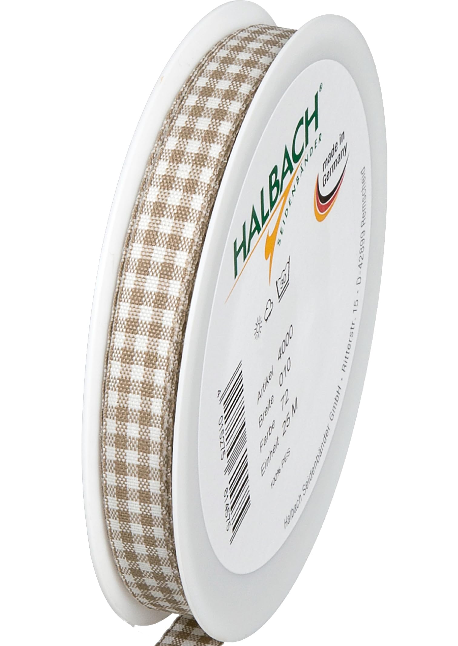 Halbach Seidenbänder Vichy Gift Ribbon 10mm Width Linen Check Ribbon for Gift Wrapping Gifts