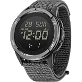 Digital Watch for Men Tactical Military Waterproof Sports Wristwatch Nylon | velcro nylon band,led backlight,50m waterproof,stopwatch,alarm,unisex multifunction lightweight,black,green,for work,gift