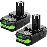 2Pack 4.0Ah Replacement for Ryobi 18V Battery Lithium Compatible with Ryobi 18 Volt Battery ONE+ Plus P102 P103 P104 P105 P106 P108 P107 P109 P190 PBP002 PBP003 PBP004 PBP005 Cordless Power Tools