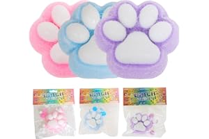 FAUKAIT 3pcs 3.15in Big Squishy,Cat Paw Squishy Toys,Cute Kawaii fufu Squishies,Sticky Squeeze Fur Ball,Jelly Kitty Funny Fidget Toys Novelty Things Suitable for Adults Kids